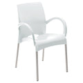 SILLA OURIKA CON REPOSABRAZOS PATAS ALUMINIO-BLANCA