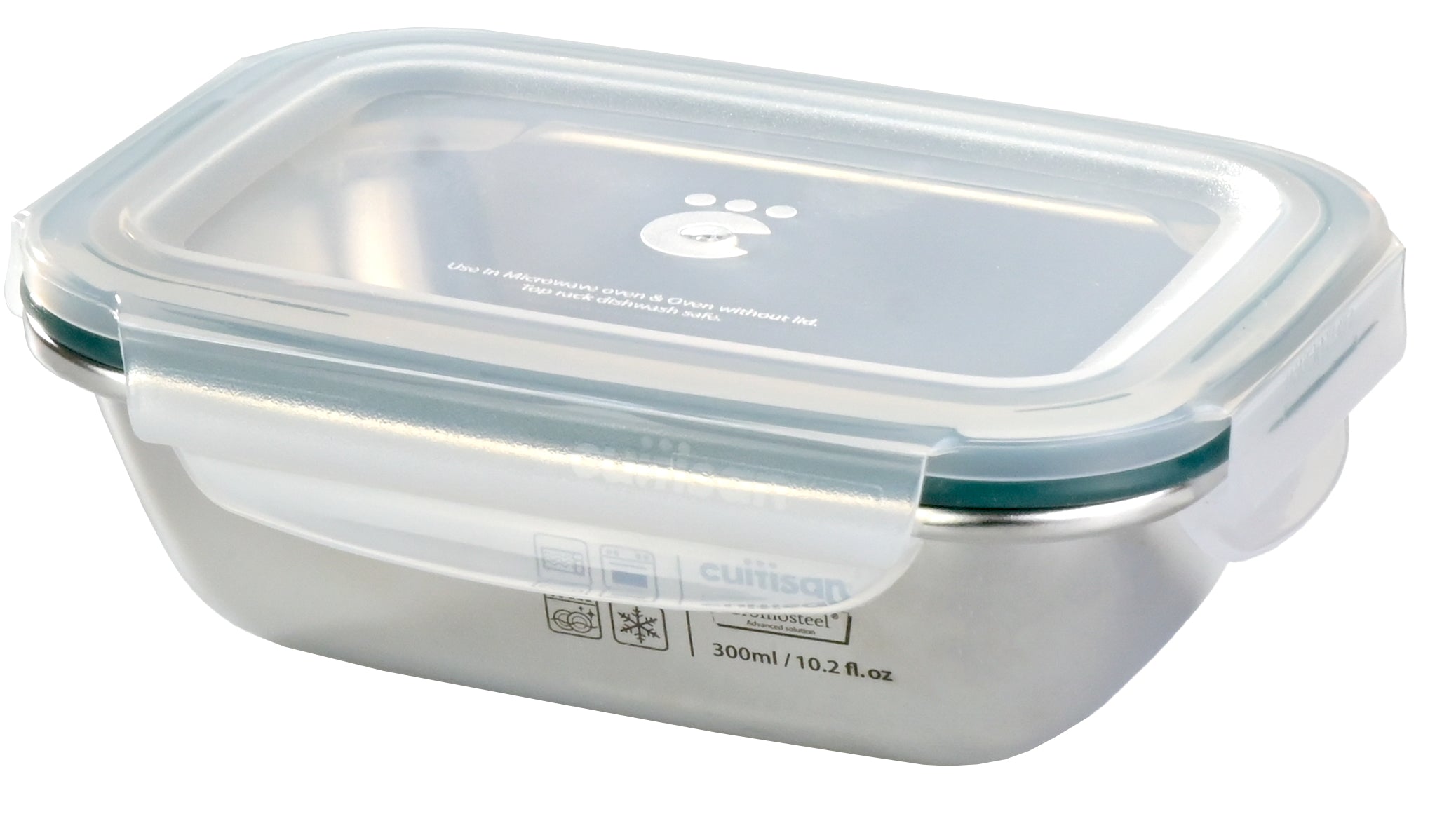 Cont. Aliment. Acero Inox rectangular 300ml 148x108x53 Microondas y Horno