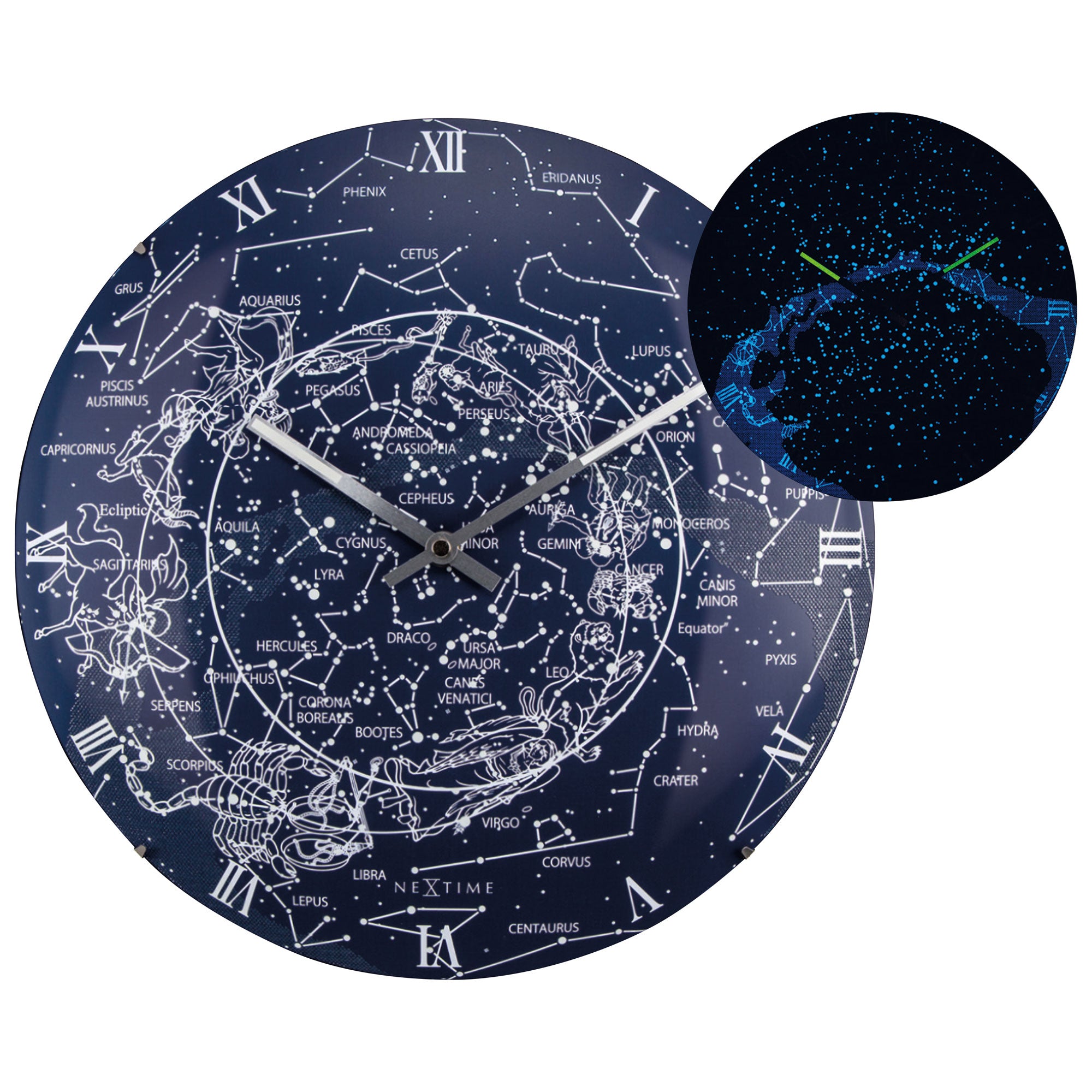 Reloj Pared Ø 35 cm VIA LACTEA Cistal en Cúpula (Brilla en Oscuridad)