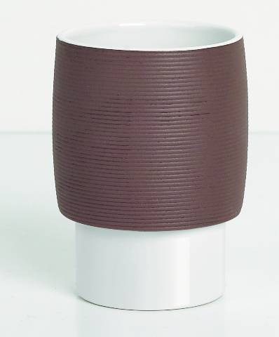 DEVA-STRUCTURED BROWN-WHITE VASO  H 10,5 CM