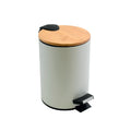 ADONIS STEEL/BAMBOO MATT-WHITE cubo PEDAL 5 L 25.5 CM