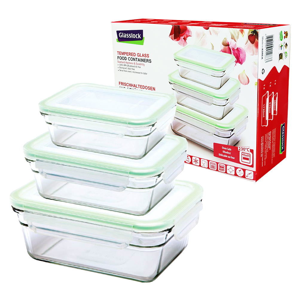 CONTENEDOR ALIMENTICIO RECTANG. HORNO 1x480ml 1x970ml  1x1730ml