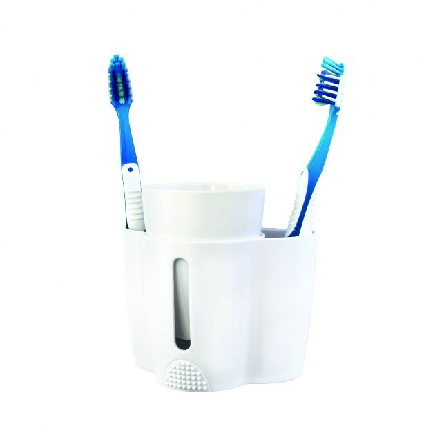 B-SMART COLGADOR CEPILLOS CON VASO BLANCO