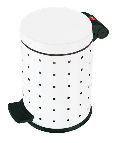 Cubo cosmetico pedal TRENTO 4 acero/blanco cuadros 4 LITROS