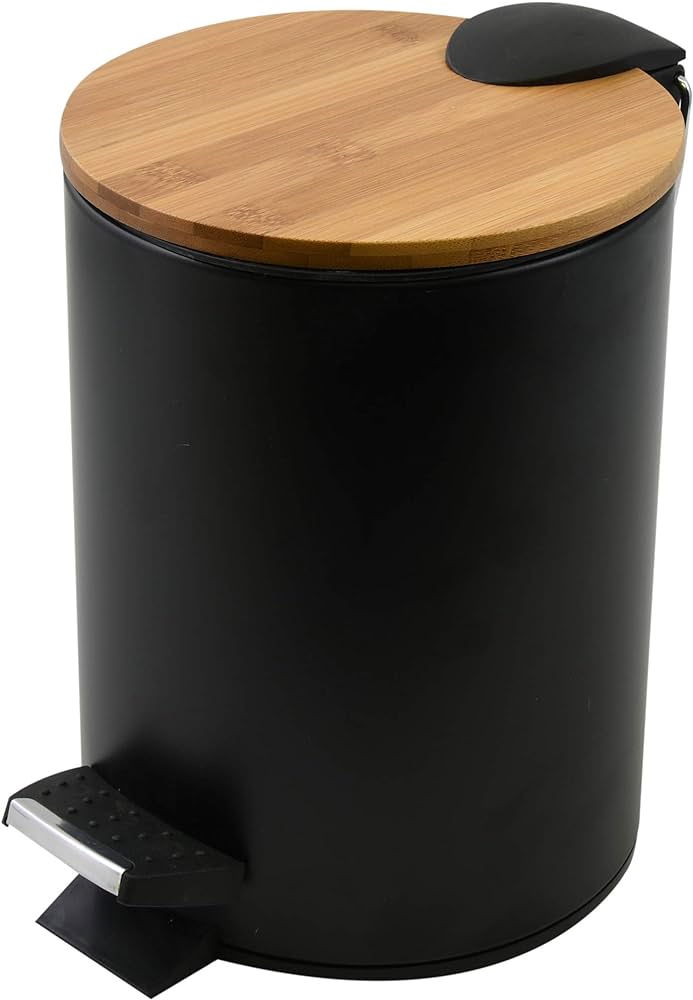 ADONIS STEEL/BAMBOO MATT-BLACK cubo PEDAL 3 L 22.5 CM