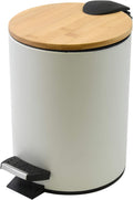 ADONIS STEEL/BAMBOO MATT-WHITE cubo PEDAL 3 L 22.5 CM
