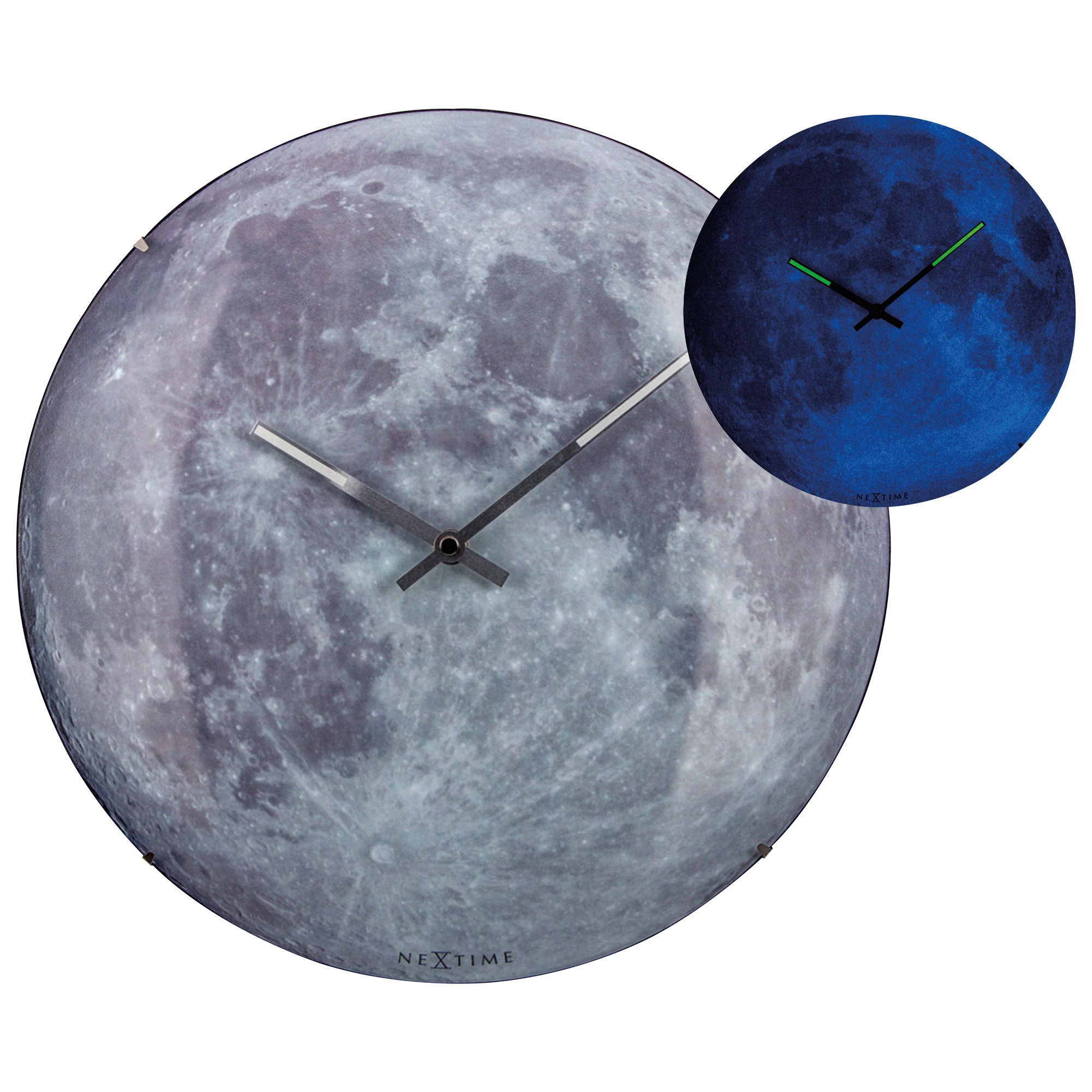Reloj Pared Ø 35 cm BLUE MOON Cristal en Cúpula (Brilla en Oscuridad)