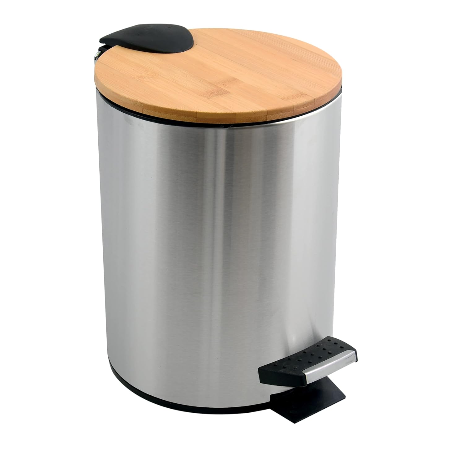 ADONIS STEEL/BAMBOO BRUSHED cubo PEDAL 5 L 25.5 CM