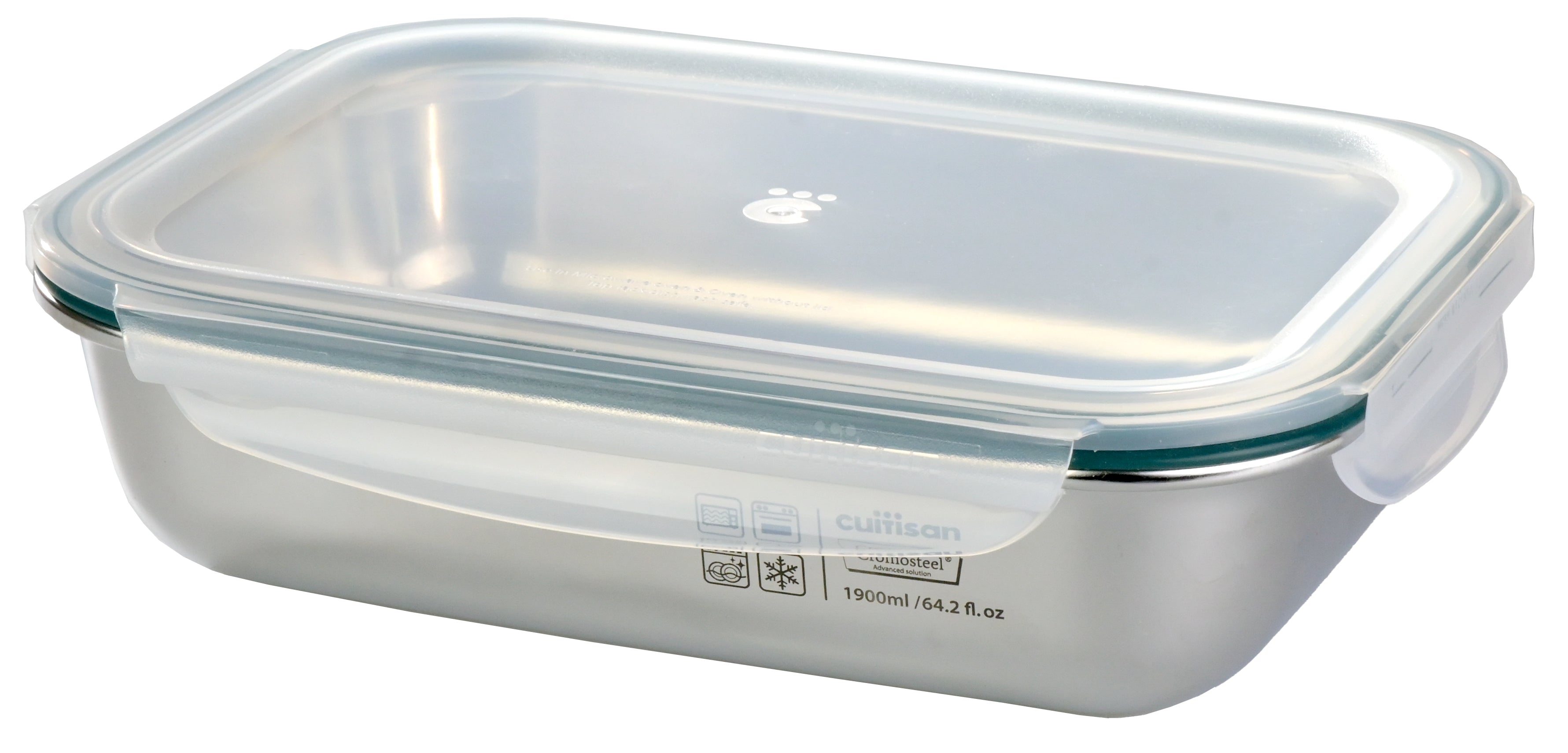 Cont. Aliment. Acero Inox rectangular 1900ml 259x195x71 Microondas y Horno