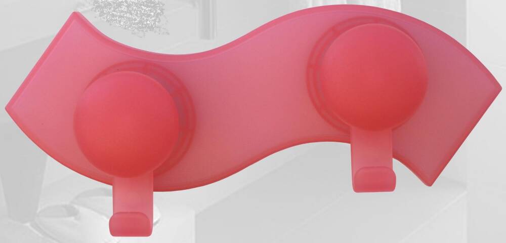 Percha ventosa SUPER FIX DOBLE ROSA