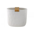 LIO POLYRESIN/PU LEATHER WHITE VASO 10.5 CM
