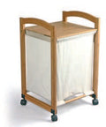 CESTA DE BAMBU CON RUEDAS Y BANDEJA 45X41X73