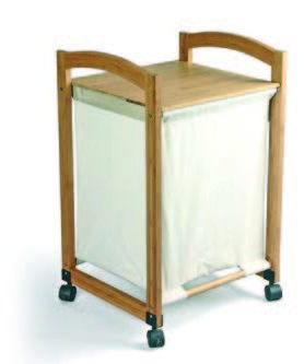 CESTA DE BAMBU CON RUEDAS Y BANDEJA 45X41X73
