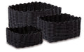 SET 3 CESTAS PLASTICO TEJIDAS NEGRO 22x16x10 19x13x8 16x10x6