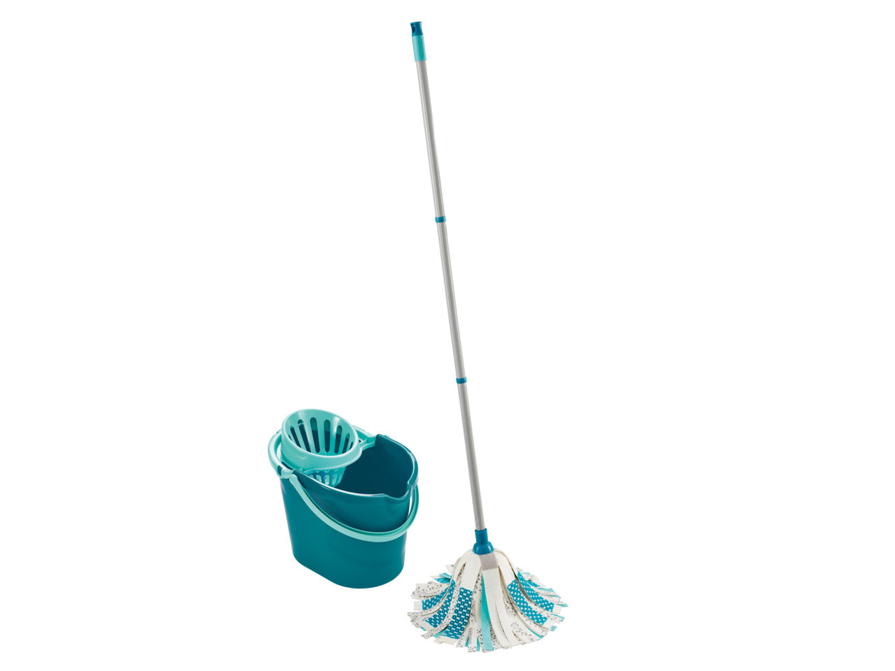 Set Fregona con palo + Cubo con escurridor Leifheit Power Mop 3en1 (en Display 8 uds.)