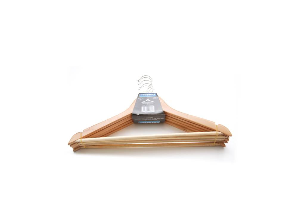 PERCHA MADERA BARNIZADA 45CM Set 5uds